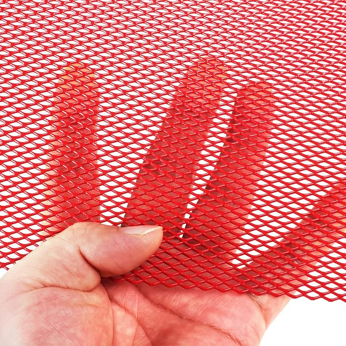 AggAuto Universal 40"x13" Car Grill Mesh 3x6mm Rhombic Hole Red | Aluminum Alloy Automotive Grille Insert Bumper, One of the Most Multifunctional Shape Grids 100x33cm