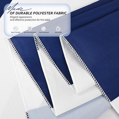 2 Pack Blue and White Striped Rectangular Tablecloth, 54x108inch Polyester Fabric, Washable, For Afternoon Tea, Birthday Party, Picnic, Barbecue, Indoor Outdoor Dining