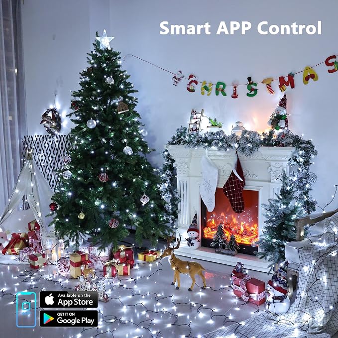 Brizled Smart Red & White Christmas Lights, 66 ft 200 LED Color Changing | App & Voice Control, Dimmable Twinkle Mini String Lights Music Sync for Indoor Outdoor Xmas Tree Valentines Wedding Party
