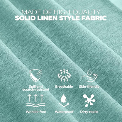 Decorelia Waterproof Round Tablecloth for Round Dining Table, Decorative Rustic Soft Wipeable Table Cloths Cover Indoor Outdoor Use for Holiday,Wedding, Kitchen (70 Inch,Round (4-6 Seats),Aqua)