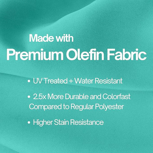 FORMOSA 9ft 6 Rib Market Premium Patio Umbrella Replacement Canopy - 300D UV Protective and Water Resistant Patio Canopy - Umbrella Replacement Cover (CANOPY ONLY) (Turquoise Fringe Olefin)