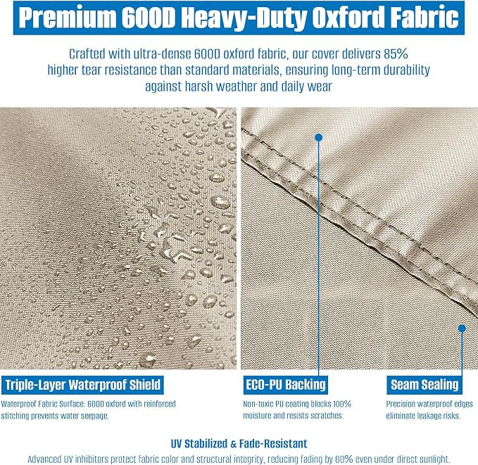 SIRUITON Cushion Storage Bag 600D Oxford,Waterproof,69"L x 29.5"W x 21.6"H | Heavy duty, rip proof, with handle & zipper, for patio & garden cushions, UV-resistant, all-weather protection