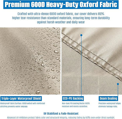 SIRUITON Cushion Storage Bag 600D Oxford,Waterproof,69"L x 29.5"W x 21.6"H | Heavy duty, rip proof, with handle & zipper, for patio & garden cushions, UV-resistant, all-weather protection