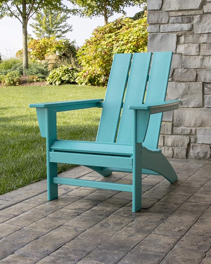 POLYWOOD Modern Adirondack Chair – All-Weather Outdoor Lawn Adirondack Chairs – HDPE, Fade-Resistant & Durable Outdoor Furniture – For Patio, Deck & Fire Pit Chairs – Grey