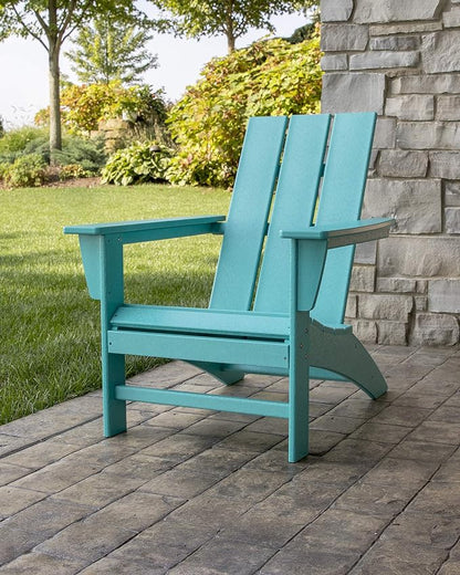 POLYWOOD Modern Adirondack Chair – All-Weather Outdoor Lawn Adirondack Chairs – HDPE, Fade-Resistant & Durable Outdoor Furniture – For Patio, Deck & Fire Pit Chairs – Pacific Blue