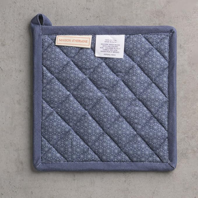 Maison d' Hermine Pot Holders 100% Cotton Potholders (8" x 8", Pack of 1) | Heat Resistant Hot Pads with Loop BBQ Cooking Baking Hotel Kitchen Handling Hot Pans Thanksgiving Christmas - Christmas Joy