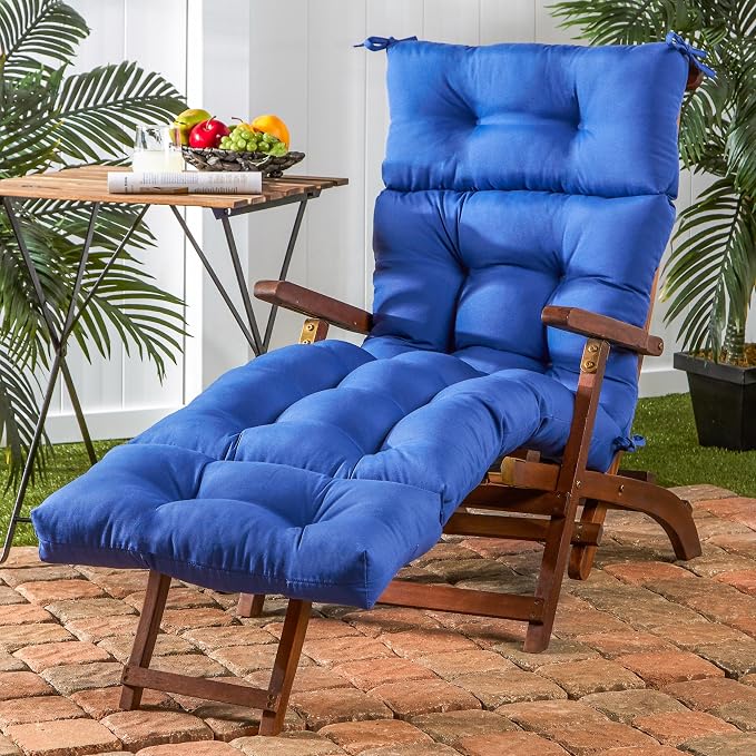 Greendale Home Fashions 72 x 22-inch Outdoor Chaise Lounge Cushion, Blue