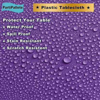 3-Pack Premium Plastic Violet Tablecloth Disposable 54" x 108" Rectangle Table Cover Party Pale Pastel Violet Table Cloths for Parties Birthday Wedding Engagement Bridal Shower Banquet