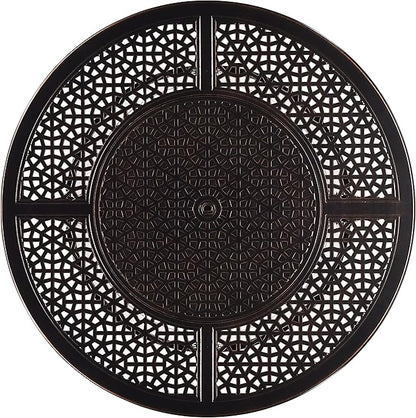 Aluminum 57,0000 BTU 44 in. Round Propane Black Fire Pit Table with Fire Beads, Lid, Propane Tank Cover and Table Fabric Covers in Copper Finish