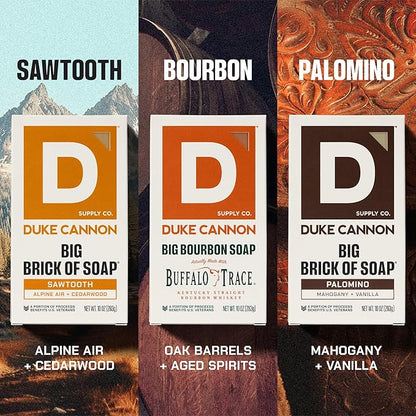 Duke Cannon Big Brick of Soap Variety Pack – Sawtooth, Palomino & Bourbon, Large 10 oz Triple Milled Men’s Bar Soap Set, Long-Lasting Body Soap Bundle