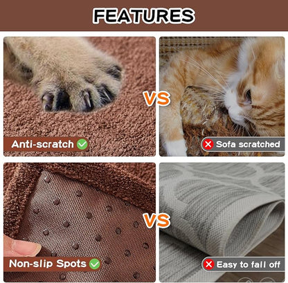 MEETSKY Couch Cover for 3 Cushion Cat Scratch Proof Couch Protector Washable Sofa Covers Sectional Couch Covers for Dogs Soft L Shape Sofa Slipcover for Pets Kids, 91" x 134", Chocolate