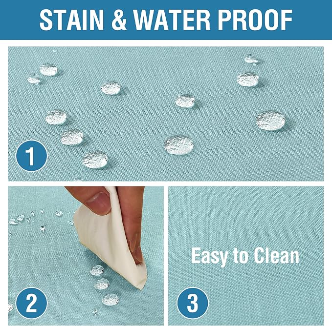 H.VERSAILTEX Linen Textured Table Cloths 60 x 84 Inch Premium Solid Tablecloth Spill-Proof Waterproof Table Cover for Dining Buffet Feature Extra Soft and Thick Fabric Wrinkle Free, Aqua