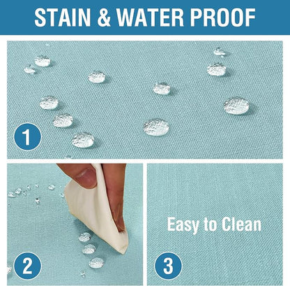 H.VERSAILTEX Linen Textured Table Cloths 54 x 70 Inch Premium Solid Tablecloth Spill-Proof Waterproof Table Cover for Dining Buffet Feature Extra Soft and Thick Fabric Wrinkle Free, Aqua