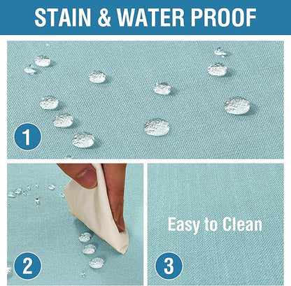 H.VERSAILTEX Linen Textured Table Cloths 60 x 60 Inch Premium Solid Tablecloth Spill-Proof Waterproof Table Cover for Dining Buffet Feature Extra Soft and Thick Fabric Wrinkle Free, Aqua
