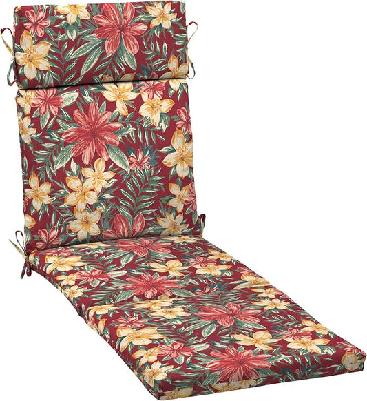 Arden Outdoor Chaise Cushion, 21 in x 72 in, Weather-Proof, Rain-Proof, Fade Resistant Patio Cushion for Chaise Lounger Ruby Clarissa | Lounge Cushion, Weather-Proof, Rain-Proof, Fade Resistant for Chaise Lounger, Mold and Mildew Resistant