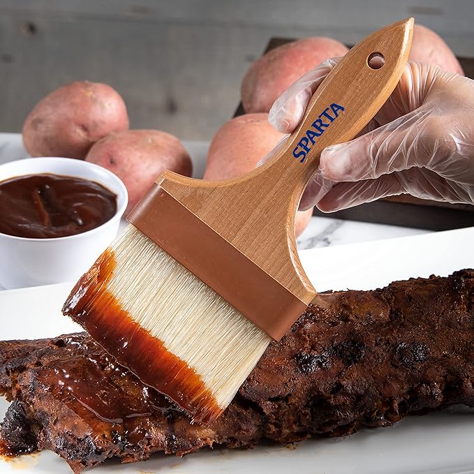 SPARTA Kitchen Basting Brush – 4037600 Basting Brush for Cooking Flat Boar Bristle Brush, Hardwood Handle for Kitchens, Restaurants, Catering, High Heat Food Prep, 4in