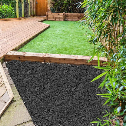 Onlyfire Black Lava Rock 10 Pounds Volcanic Lava Stones for Indoor Outdoor Fire Pits Fireplaces Gas Grill and Landscaping, 0.3-0.6 Inch