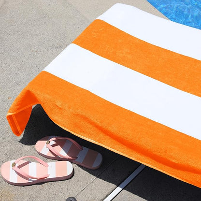 Superior Cabana Cotton Lounge Chair Cover, Outdoor Towel/Chaise Furniture Covers, Terry Cloth, Beach, Spa, Swim Accessories, Pool Chair Cover, Soft, Quick Drying, 32" x 102", Orange
