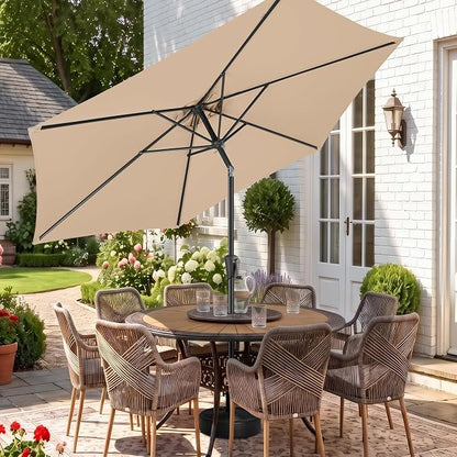 10 ft Patio Umbrella Outdoor with Push Button Tilt, Beige | UV Protection, Waterproof, Large Porch Deck Umbrella for Pool, Table, Garden, Backyard, Provides Shade