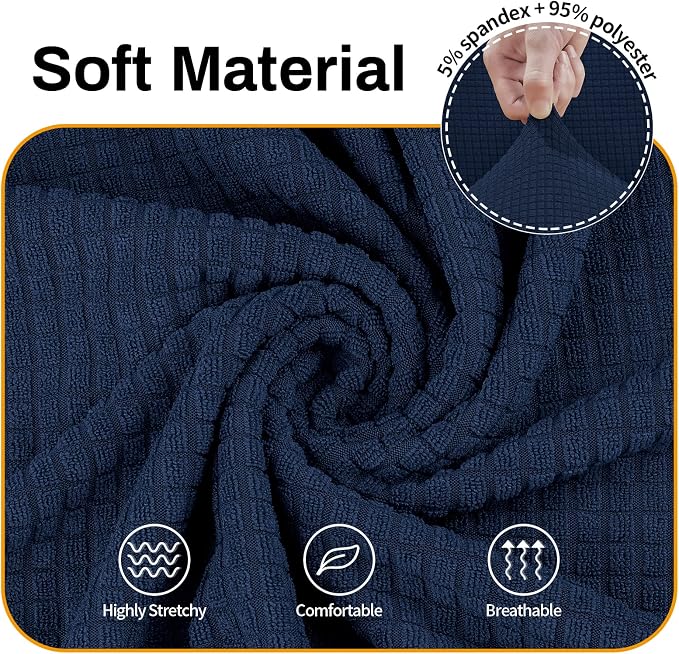Asnomy Stretch Couch Covers Washable, loveseat Cover Slipcovers, Navy Blue | 1-Piece Sofa Cover(55"-78") loveseat cover Furniture Protector Soft Jacquard,Non-Slip Elastic Bottom for Dogs & Kids
