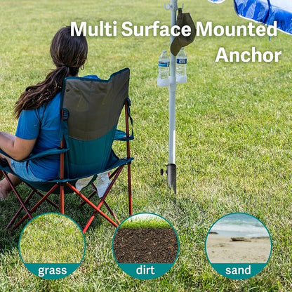 AMMSUN Adjustable Portable Umbrella Base, Upgraded Heavy Duty Metal Holder-Stand-Sand Grass Auger,for Flag, Umbrella, Fishing Rod, Outdoor Park Patio Beach Ground Ideal for Use in Soil, Grass
