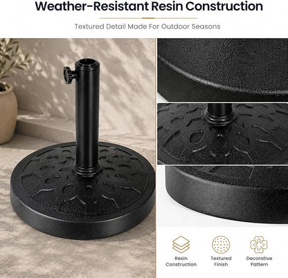 28.7 Lbs 17.91 Inch Round Umbrella Stand, Heavy Duty Weighted Base for Outdoor Market Parasols, Stable Holder for Patio Deck Lawn Garden Poolside, Black