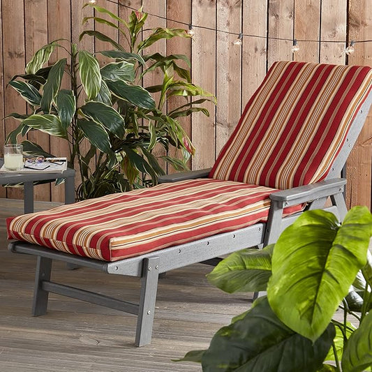 Outdoor Reversible Chaise Lounge Chair Cushion, Tuscan Stripe