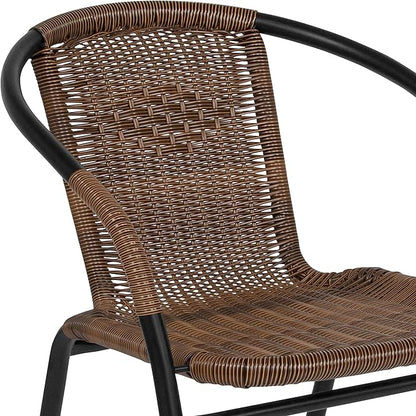 Flash Furniture Lila Medium Brown Rattan Indoor-Outdoor Restaurant Stack Chair