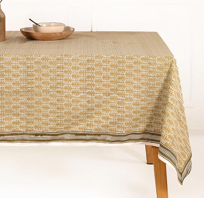100% Cotton Hand Block Printed, Tablecloth for Kitchen, Dining, Table Cover for Parties, Chritmas, Weddings, Barbecues and Summer picnics Table Cloth