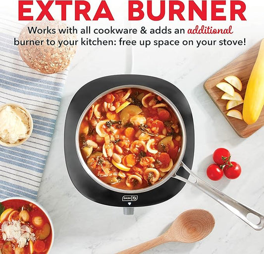 Dash Pyroceram Glass Burner - Designed for Multi-Function Cooking - Lightweight Device with Durable Pyroceram Glass - Quick Infrared Heating System & Five-Temperature Settings - Aqua