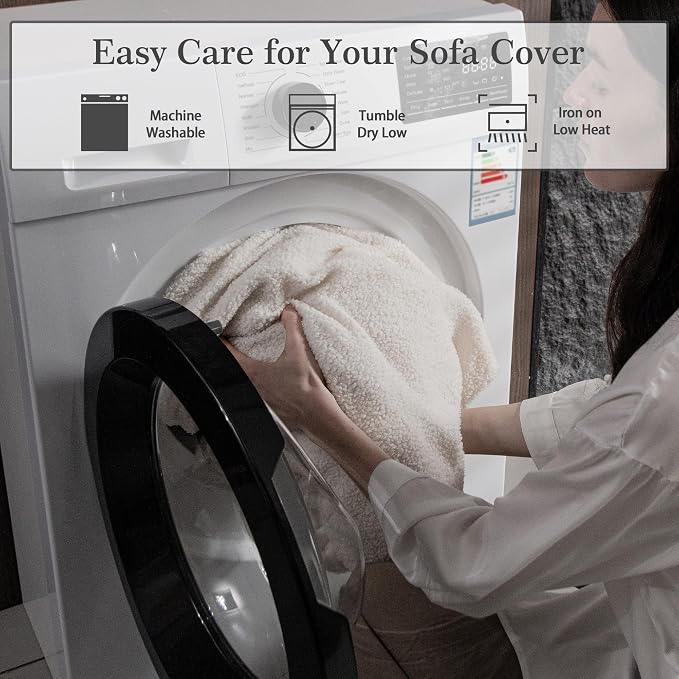 OHSIO Couch Cushion Covers for Sectional Sofa, Stretch Soft Sofa Slipcovers Washable Wear-Resistant Universal Furniture Protector for Living Room(1 Piece Oversized Cover, Ivory)