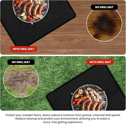 90 x 50 Inch Large Under Grill Mats for Outdoor Grill, Double-Sided Fireproof Waterproof Oil-Proof BBQ Mat, Indoor Fire Pit/Fireplace Mat, Protector Mat for Deck, Patio, Lawn, Fireplace