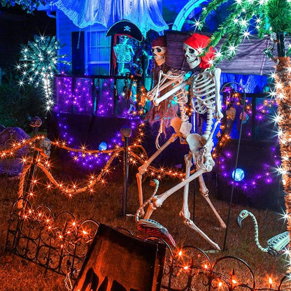 weillsnow 500 LED Halloween String Lights,164 FT Twinkle Lights Waterproof | Orange, 8 Modes, Plug in, Timer & Memory Function, for Halloween Party Garden and Home Decor, Indoor&Outdoor Use