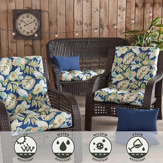Greendale Home Fashions Magnolia Floral 44'' x 22'' Outdoor High Back Chair Cushion