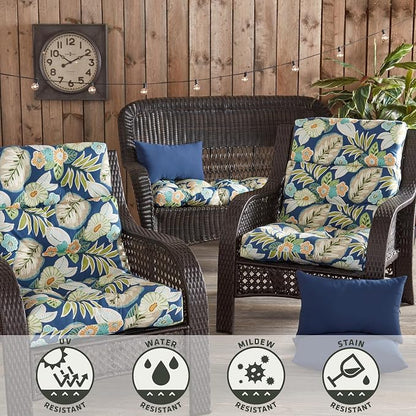 Greendale Home Fashions Magnolia Floral 44'' x 22'' Outdoor High Back Chair Cushion
