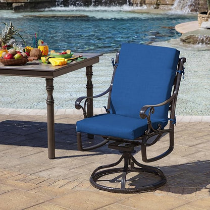 Arden 2-Pack Outdoor Patio Dining Chair Cushion, 20x44, Rain-Proof Seat Pad, Fade-Resistant Outdoor Cushion Cobalt Blue Texture