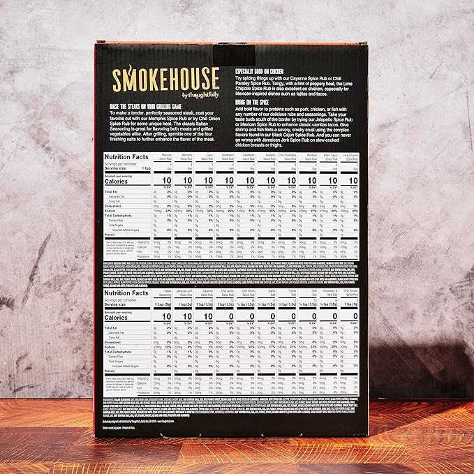 Grilling Spice Set Gift, 20 Mini BBQ Rubs & Seasonings Variety Pack, Grill Seasoning Sampler for BBQ, Smoker, Steak, Chicken Burgers, Smokehouse by Thoughtfully - Gift Set for Men, Dad, Father's Day