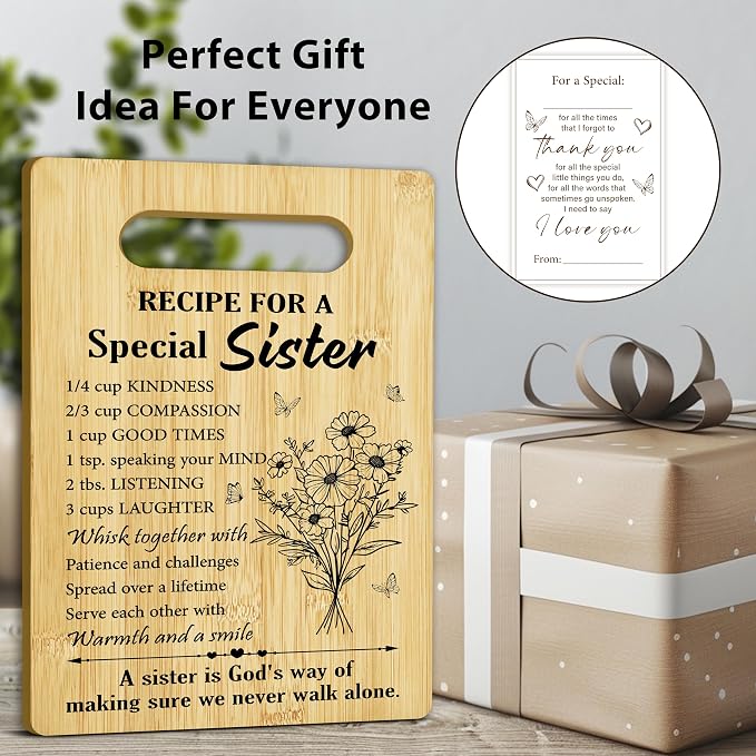 Gifts for Sister, Ricepe Bamboo Cutting Board, Charcuterie Board for Kitchen Decor, Birthday Christmas Gift For Sister, Sister in Law -11
