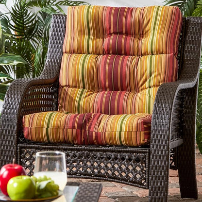 Greendale Home Fashions Cinnamon Stripe 44'' x 22'' Outdoor High Back Chair Cushion