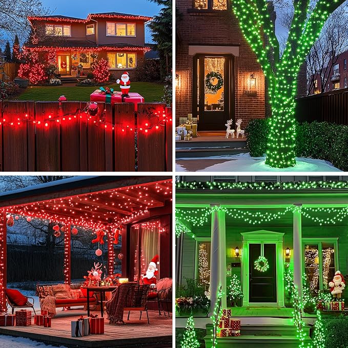 JMEXSUSS 173ft 500 LED Red and Green Color Changing Halloween Lights | Remote Control Halloween String Lights, 11 Modes Christmas Tree Lights Plug in for Indoor Party Halloween Christmas Decor