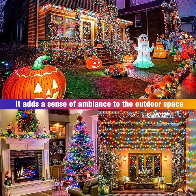 100FT Four Color Fairy Lights, Connectable Christmas String Lights | Waterproof 8 Lighting Modes Light with Timer for Tree, Bedroom, Patio, Wedding, Party, Indoor Outdoor Decor