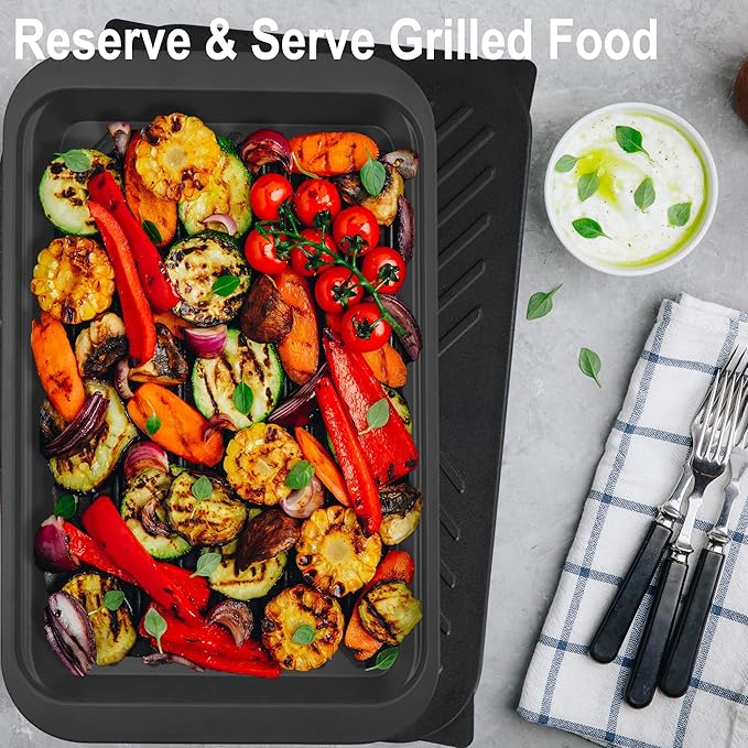 Czlizdyt Bamboo Grilling Prep and Serve Trays with lid | BBQ Tray for Marinating Raw and Cooked Food, Diswasher Safe Nesting Trays Black in Red