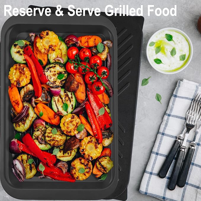 Czlizdyt Deep Grilling Prep and Serve Trays with lid, BBQ Tray for Marinating Raw and Cooked Food, Diswasher Safe Nesting Trays Black in Red