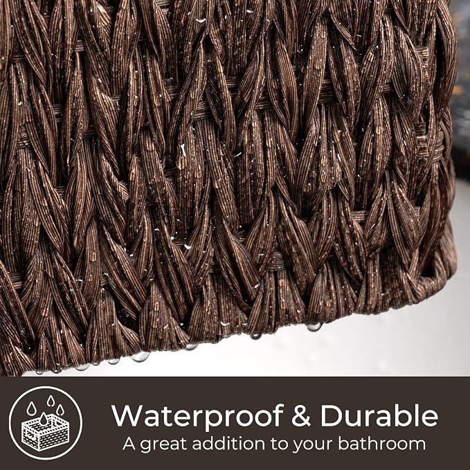 GRANNY SAYS Wicker Storage Basket for Shelves, Large Wicker Basket with Handles, Trapezoid Woven Baskets for Storage, Decorative Baskets for Home Decor, Brown