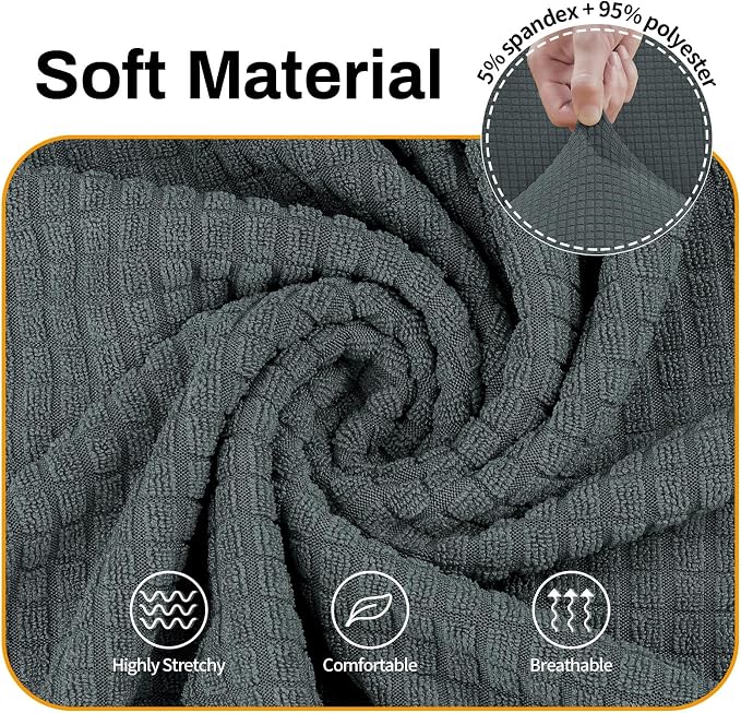 Asnomy Stretch Couch Covers Washable, loveseat Covers Slipcovers,Gray | 1-Piece Sofa Cover(55"-78") loveseat cover Furniture Protector Soft Jacquard,Non-Slip Elastic Bottom for Dogs & Kids