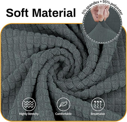 Asnomy Stretch Couch Covers Washable, loveseat Covers Slipcovers,Gray | 1-Piece Sofa Cover(55"-78") loveseat cover Furniture Protector Soft Jacquard,Non-Slip Elastic Bottom for Dogs & Kids