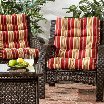 Greendale Home Fashions Outdoor 44x22-inch High Back Chair Cushions (Set of 2), Tuscan Stripe