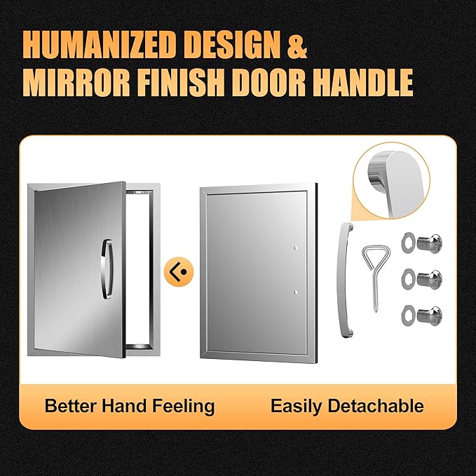 Outdoor Kitchen Doors 18W x 24H Inch, Single BBQ Access Door 304 Stainless Steel for Outdoor Kitchen Cabinet Grill Station or BBQ Island