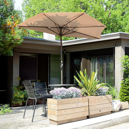 Pure Garden Half Umbrella Outdoor Patio Shade, Beige, 9ft