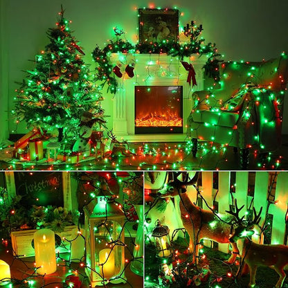 Brizled Red & Green String Lights, 78.74ft 240 LED Outdoor Christmas Lights | Connectable; 8 Modes; Waterproof; Memory; Timer; Twinkle Plugin Xmas Tree Mini Fairy Light for Outside Garden Party Decor